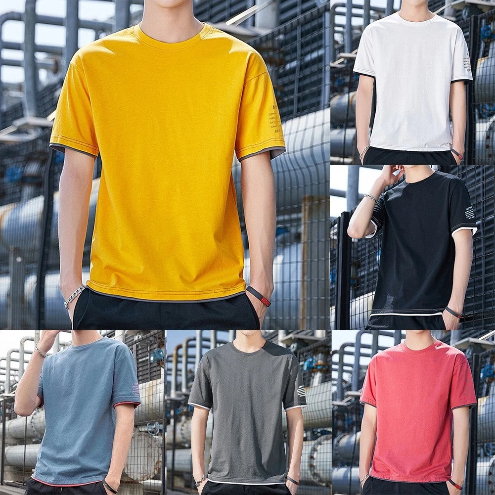For Men For Daily Wear Men's Two-piece Tee O-neck Neckline Short Sleeve