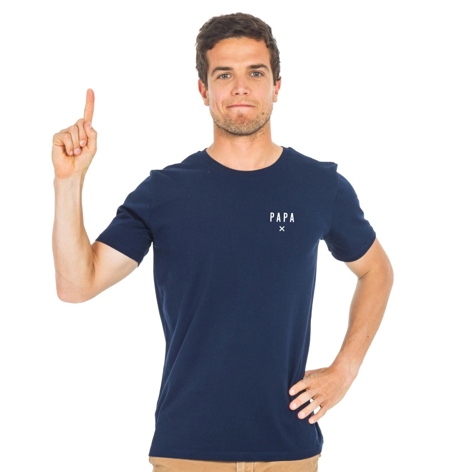 Papa X Heart Waf Mens Short Sleeve T Shirt Colour Navy Blue