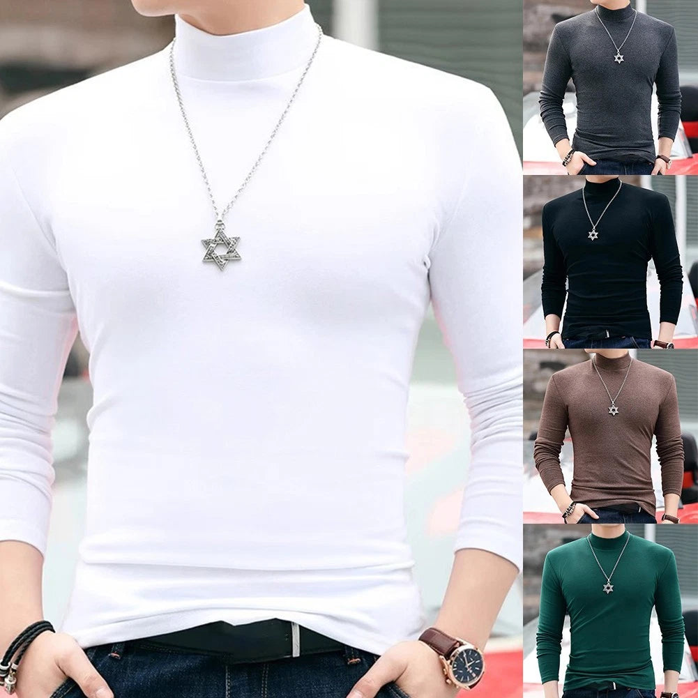 Essential Mens Half Turtleneck Warm Pullover for Daily Wear and Comfort