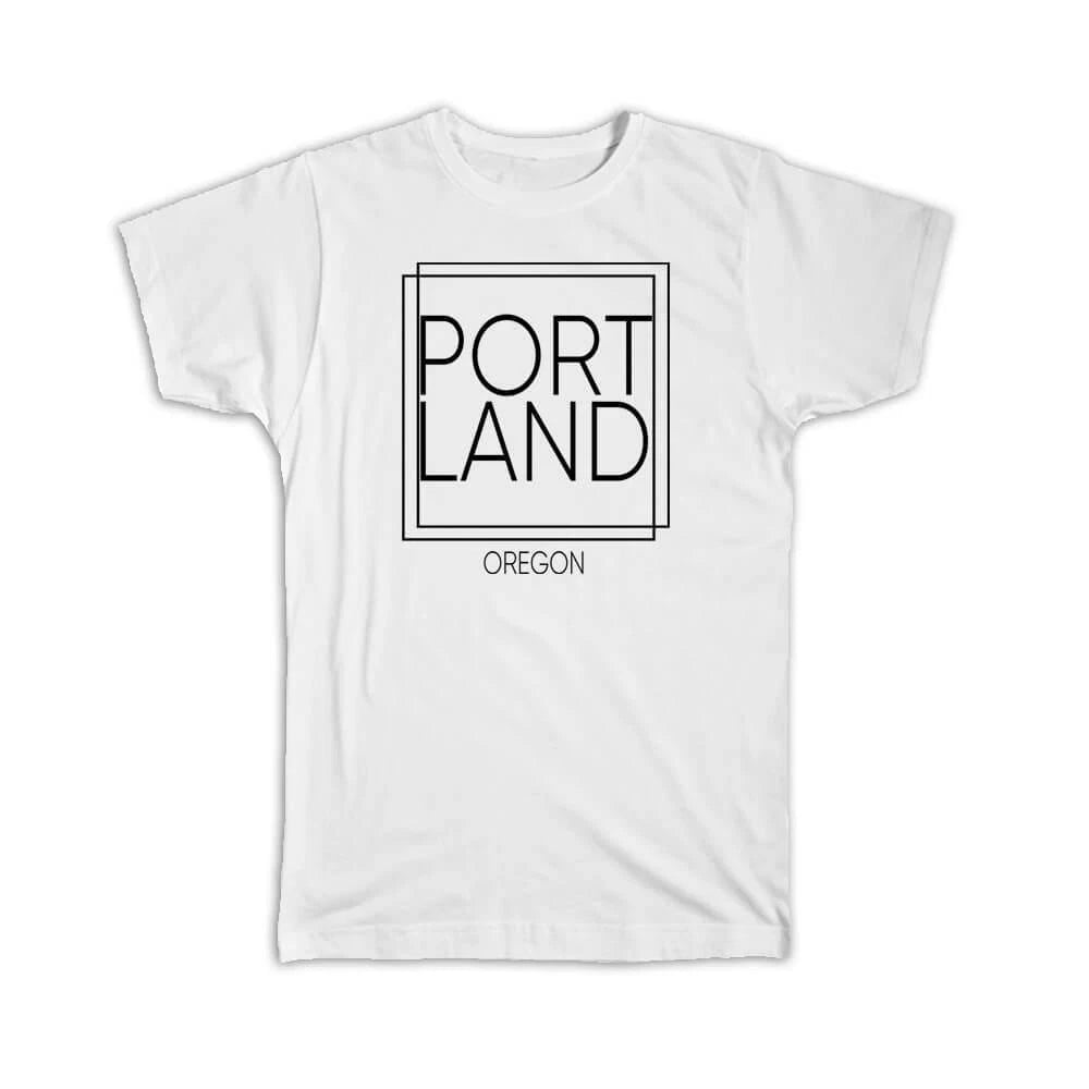 Gift T-Shirt : PORTLAND Oregon Square Modern Minimalist Font