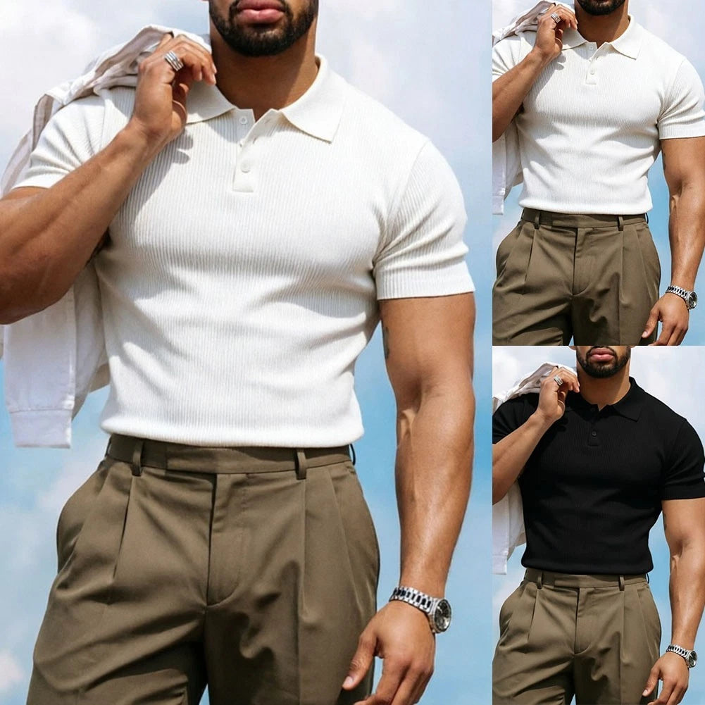For Summer Daily Wear Men Business Shirt Turn-down Collar Regular Length