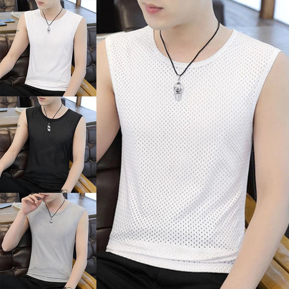 Stylish Men's Ice Silk Tank Tops Breathable and Comfortable Fitness Apparel