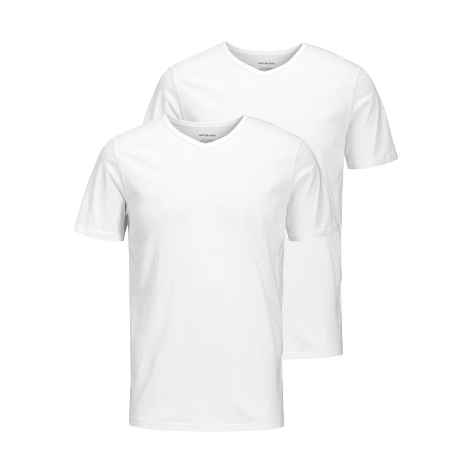 Jack & Jones Mens Basic 2 Pack V-Neck T-Shirt 100% Cotton Increased Comfort Fit