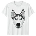 Stylish Blue Eyed Siberian Husky Dog Face Art T-Shirt Lover Gift For Him And Her