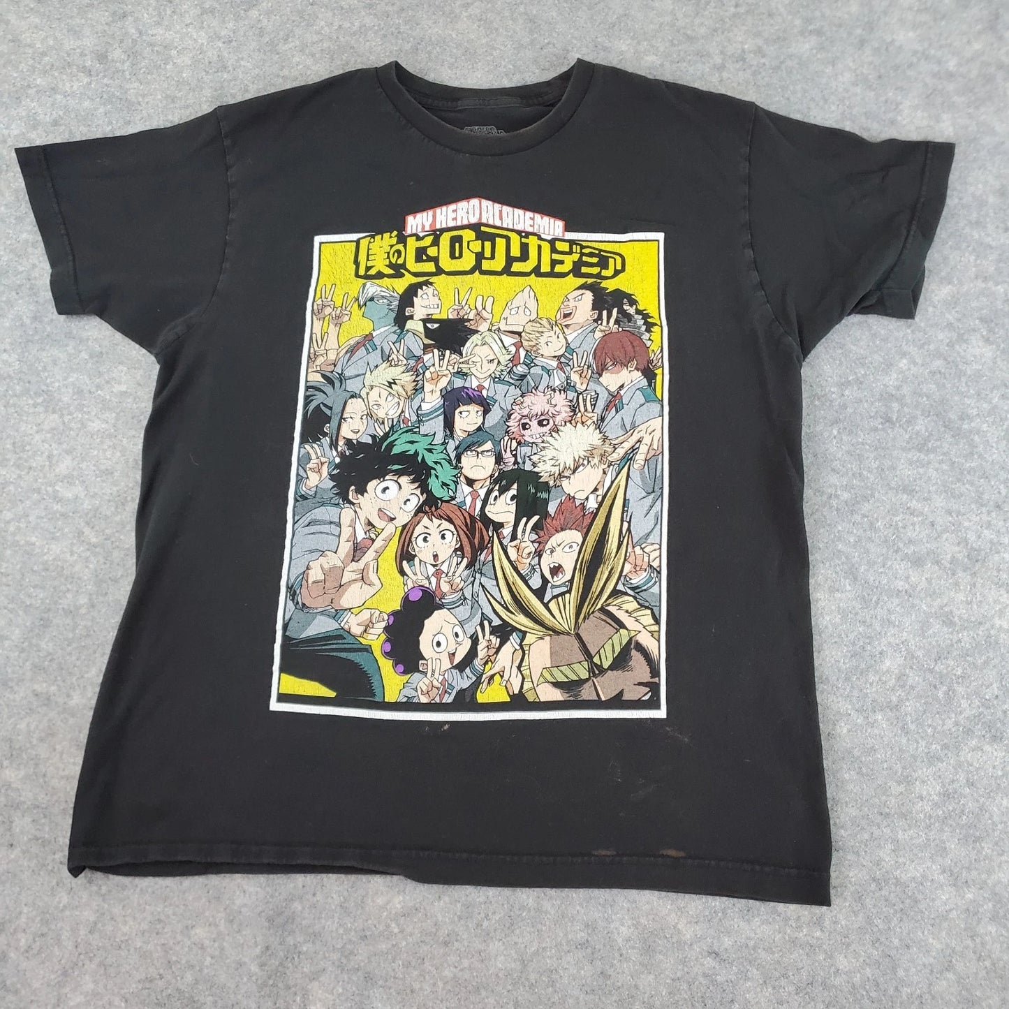 My Hero Academia Shirt Mens Large Black Crew Neck Short Sleeve Stretch Pullover