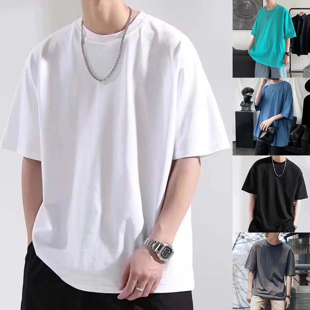 For Daily Wear Men's Oversized Tee Casual Wear Round Neckline Breathable Fabric