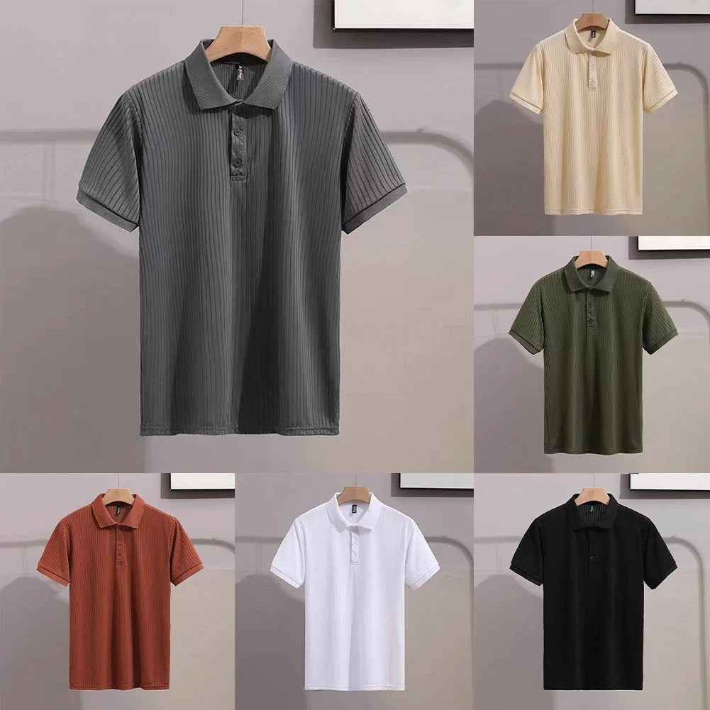 Daily Wear Men's Striped Shirt Short Sleeve Breathable Moisture Wicking