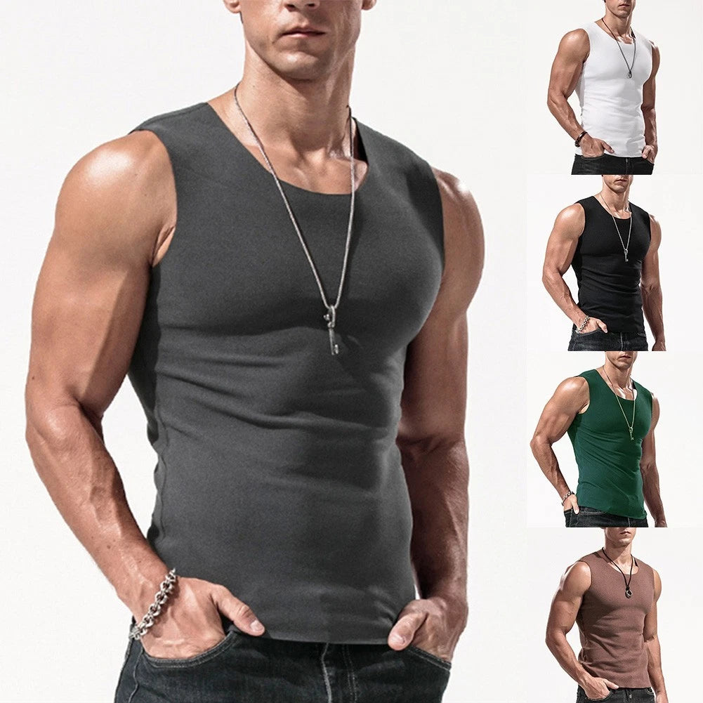 Fashionable Men's Casual Sleeveless Vest T Shirt Round Neck Undershirt