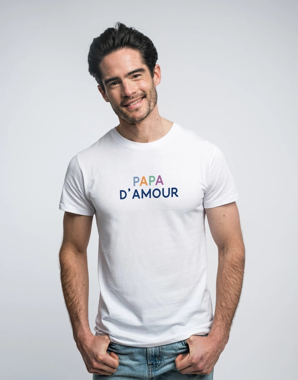 Men's Short Sleeve T-Shirt White, DAD OF LOVE COLORED