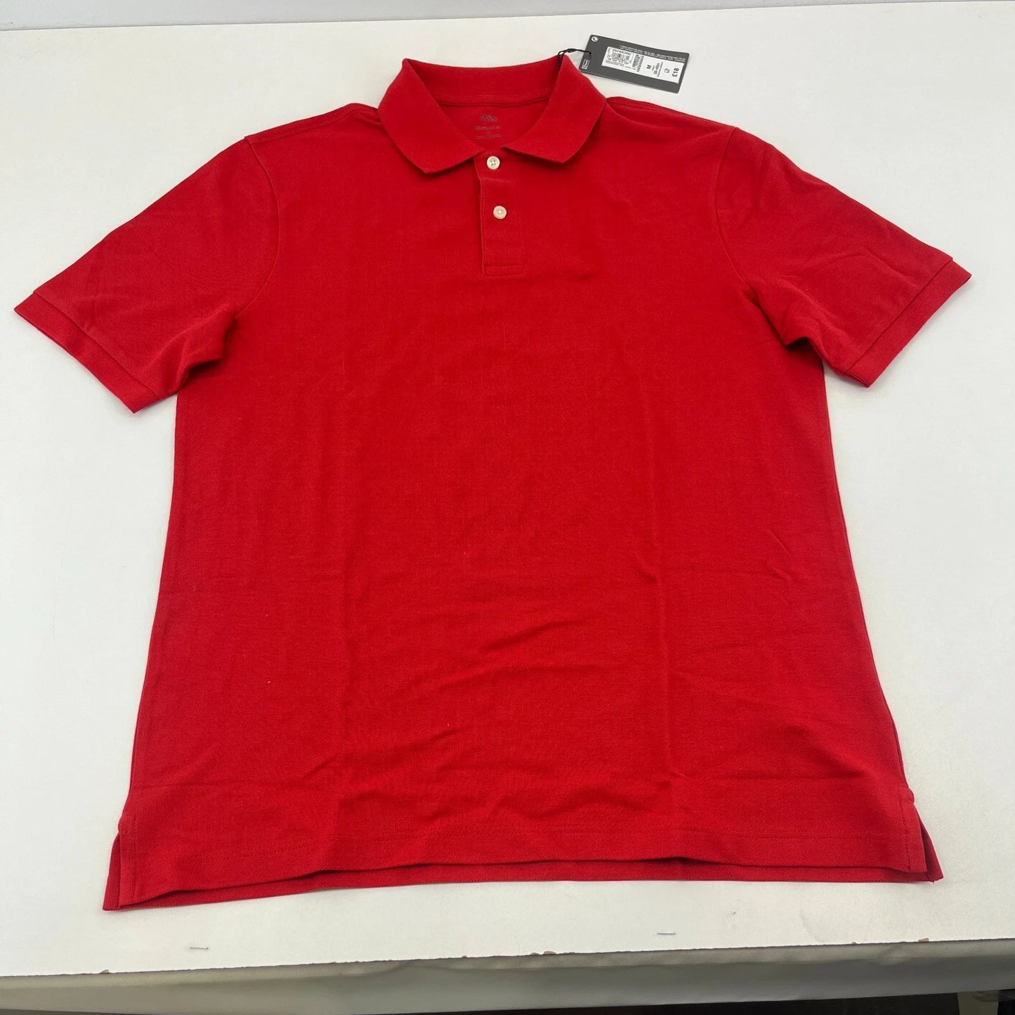 M&S Mens Red Short Sleeve 100% Cotton Polo Shirt Top size Medium Regular Fit