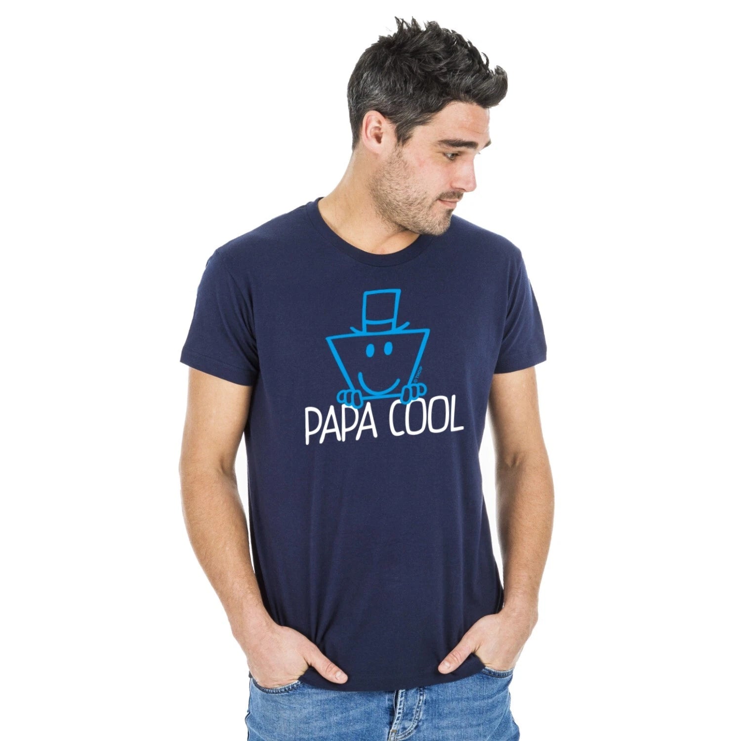 Men's Short Sleeve T-Shirt PAPA COOL Navy Blue