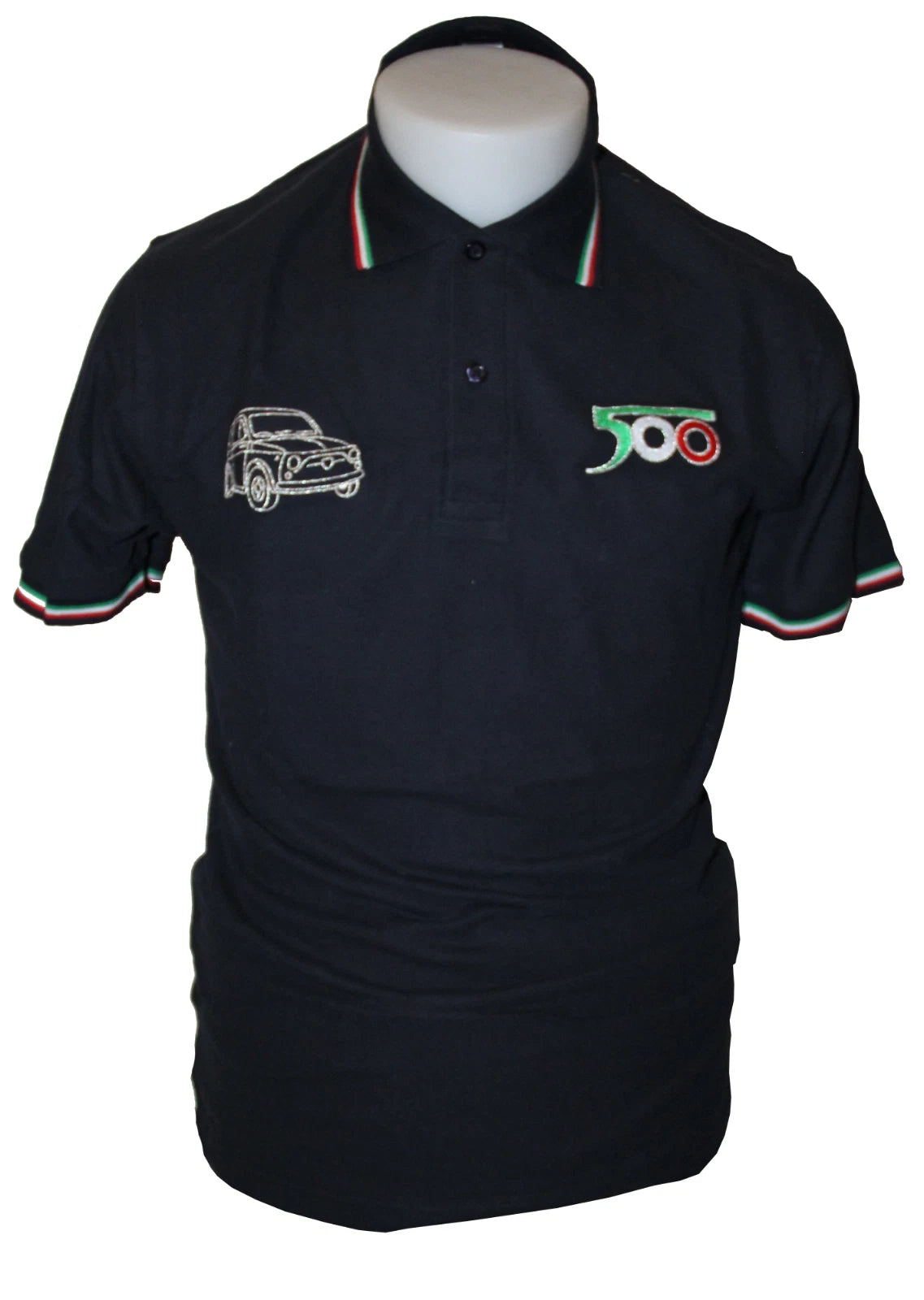 CLASSIC FIAT 500 ITALIAN DARK BLUE POLO T-SHIRT  BRAND NEW! 100% COTTON!