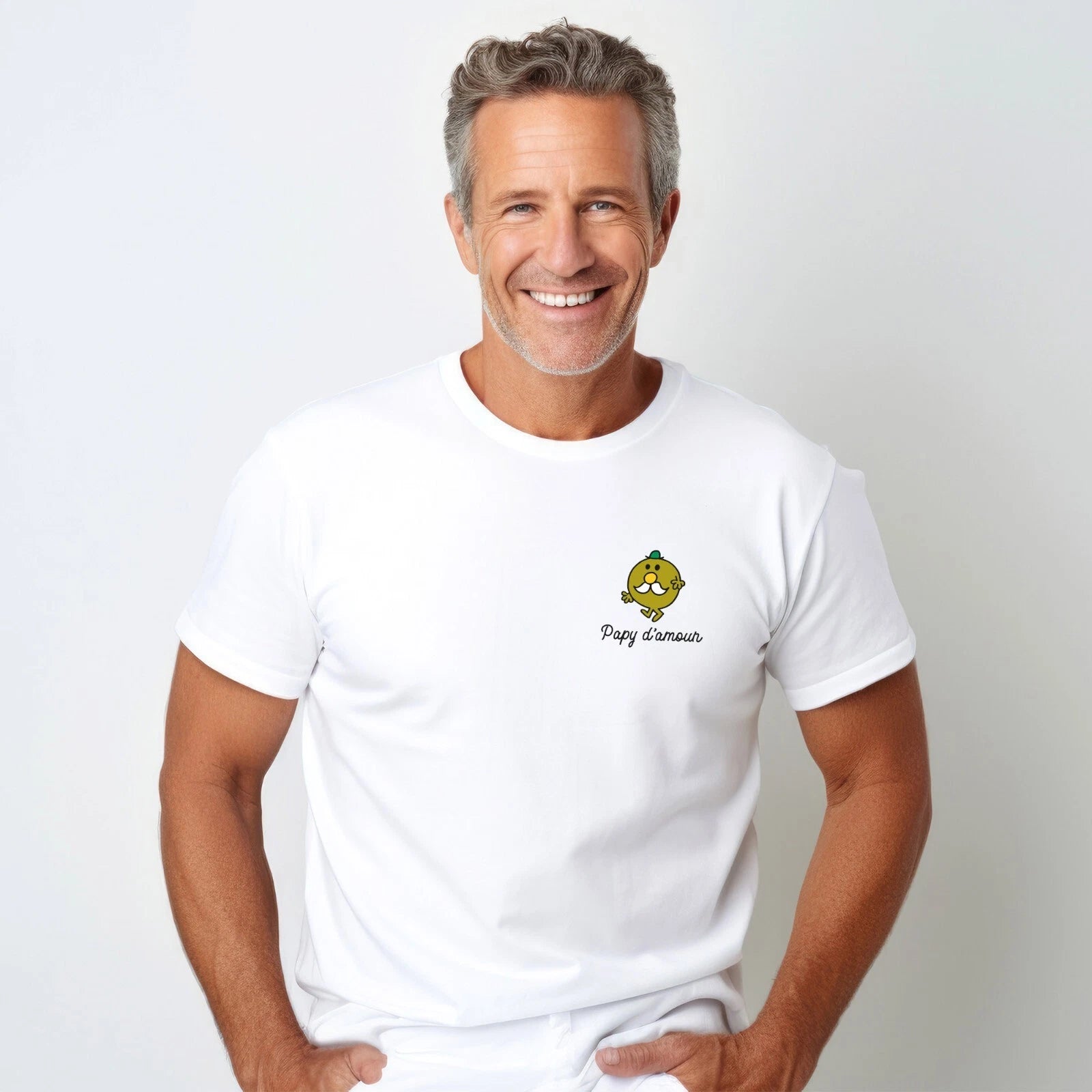 PAPY D AMOUR COEUR Heart White T-Shirt Men's Short Sleeve White