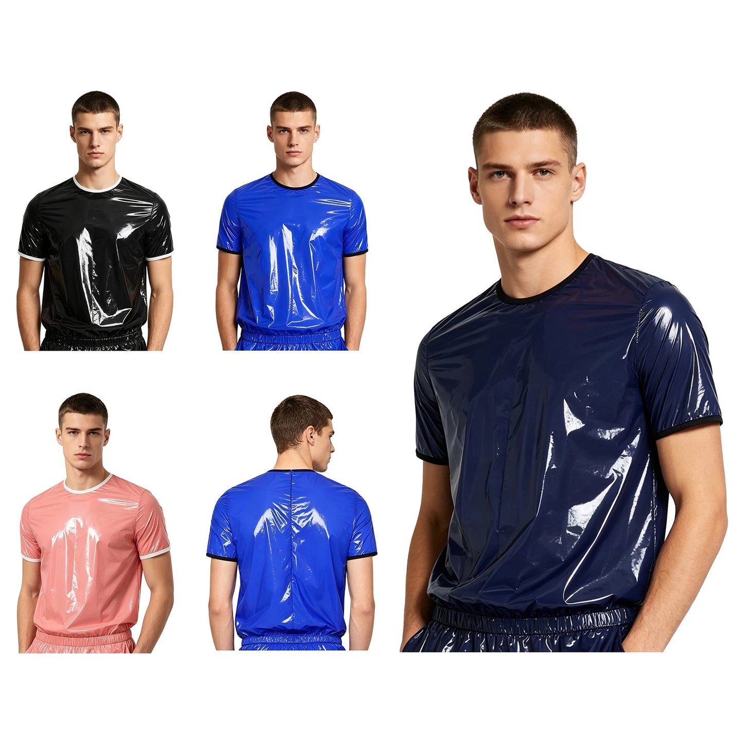 Men Tops Round Neck Top Daily Wear T-shirt Exercise Contrasting Casual Trim