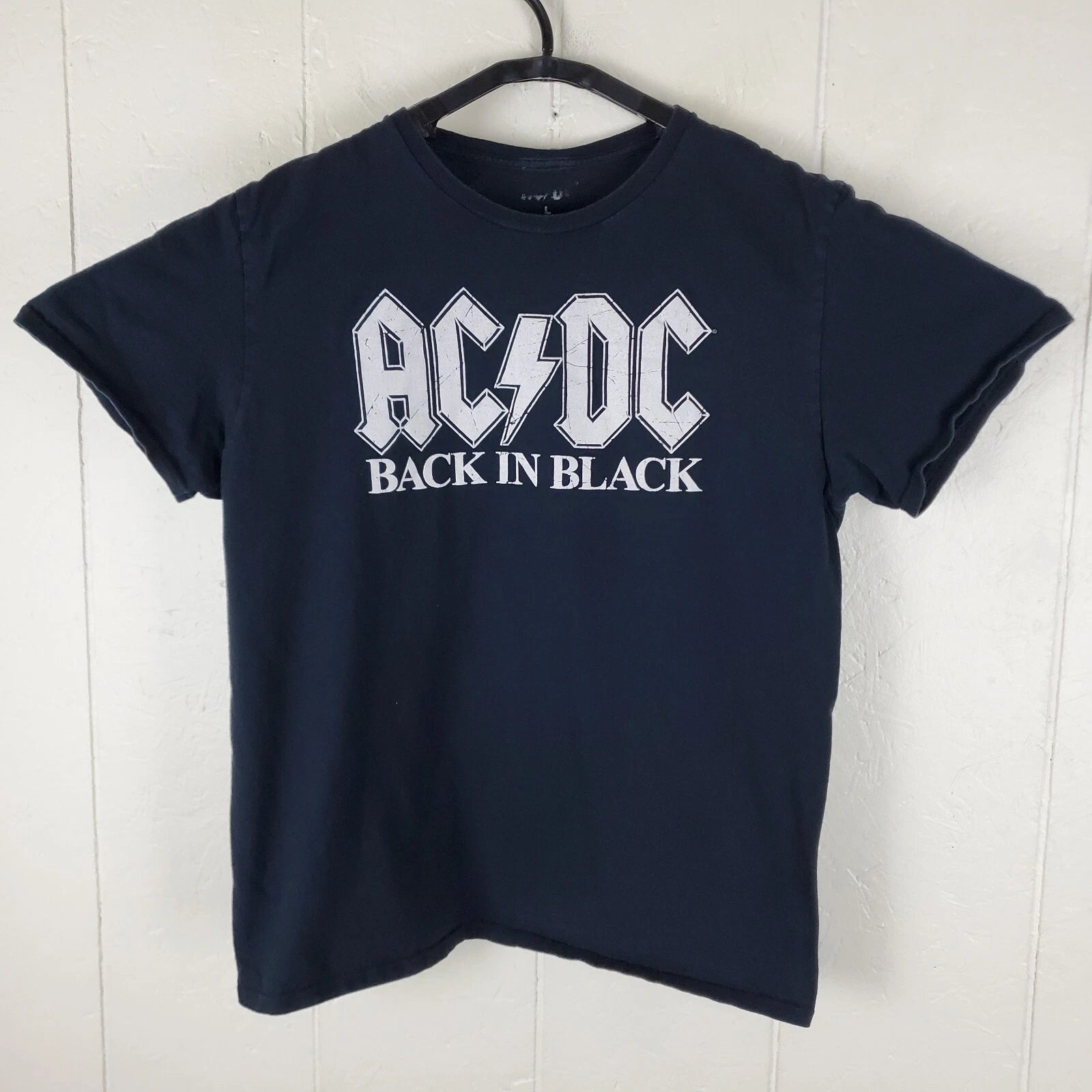 ACDC Shirt Mens Large Black Graphic Crew Neck Short Sleeve Stretch Pullover