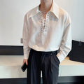 Men Steampunk Gothic Lace Up Neck Pirate Shirt Blouse Top T-Shirt Collared
