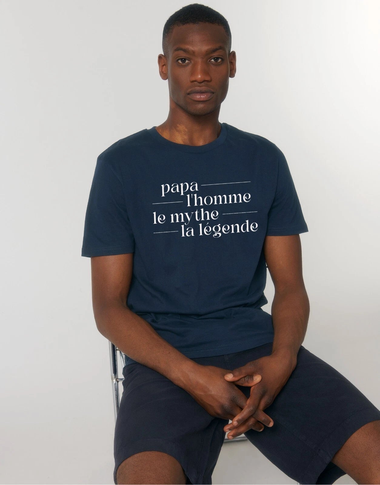 PAPA MYTH LEGEND Men's Short Sleeve T-Shirt Color Navy Blue
