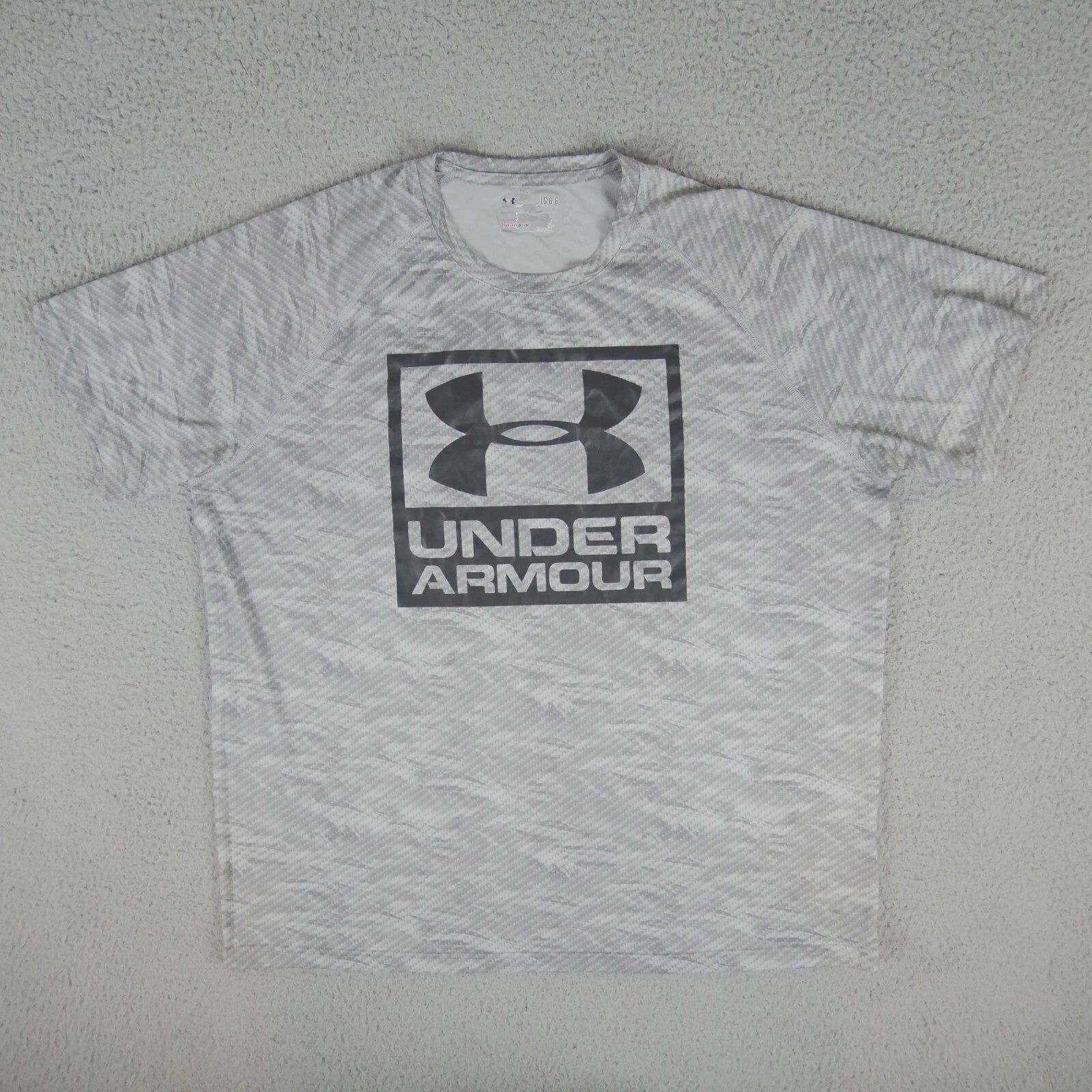 Under Armour Shirt Mens Large Gray Short Sleeve Crew Neck Pullover Heatgear Gym