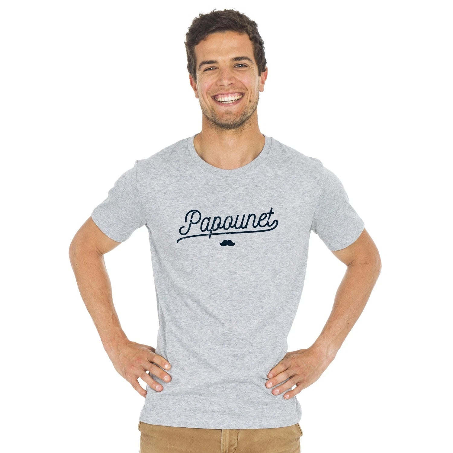 T-Shirt Men's Short Sleeve Colour Grey, PAPOUNET