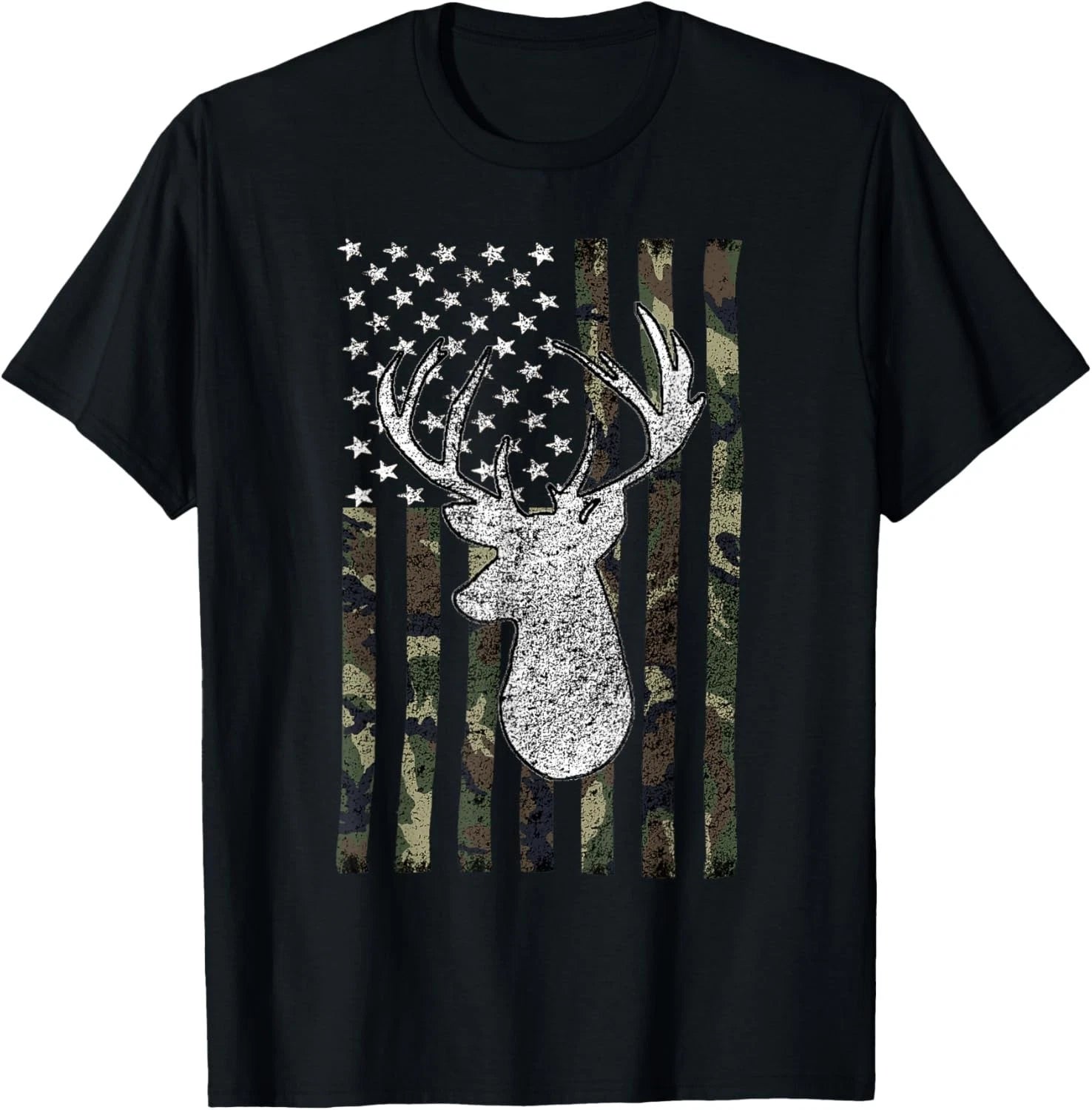 Whitetail Buck Deer Hunting American Camouflage USA Flag Gift Unisex T-Shirt