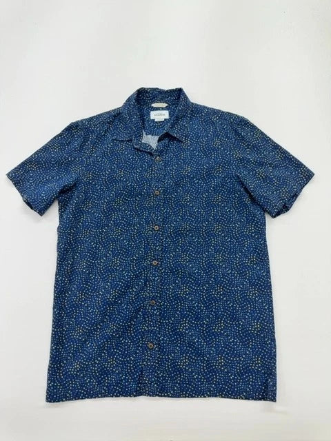 PULL&BEAR Men Blue Artistic Button-Up Shirt Size 38 Regular Condition
