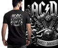 ACDC skulls logo image Black Tee - breathable Polyester - motorbikers gift