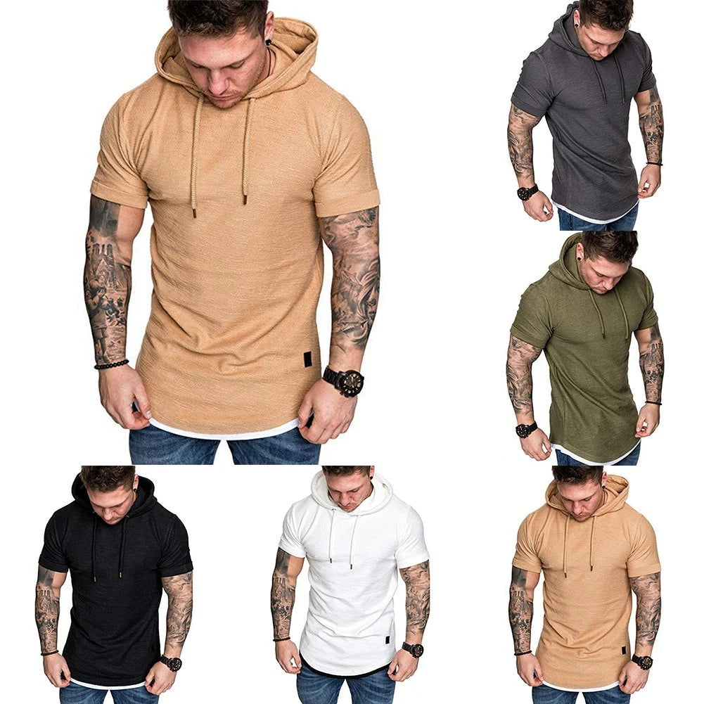 Stylish Mens Top Sweatshirt Top Workout Hooded Muscle Pullover Regular