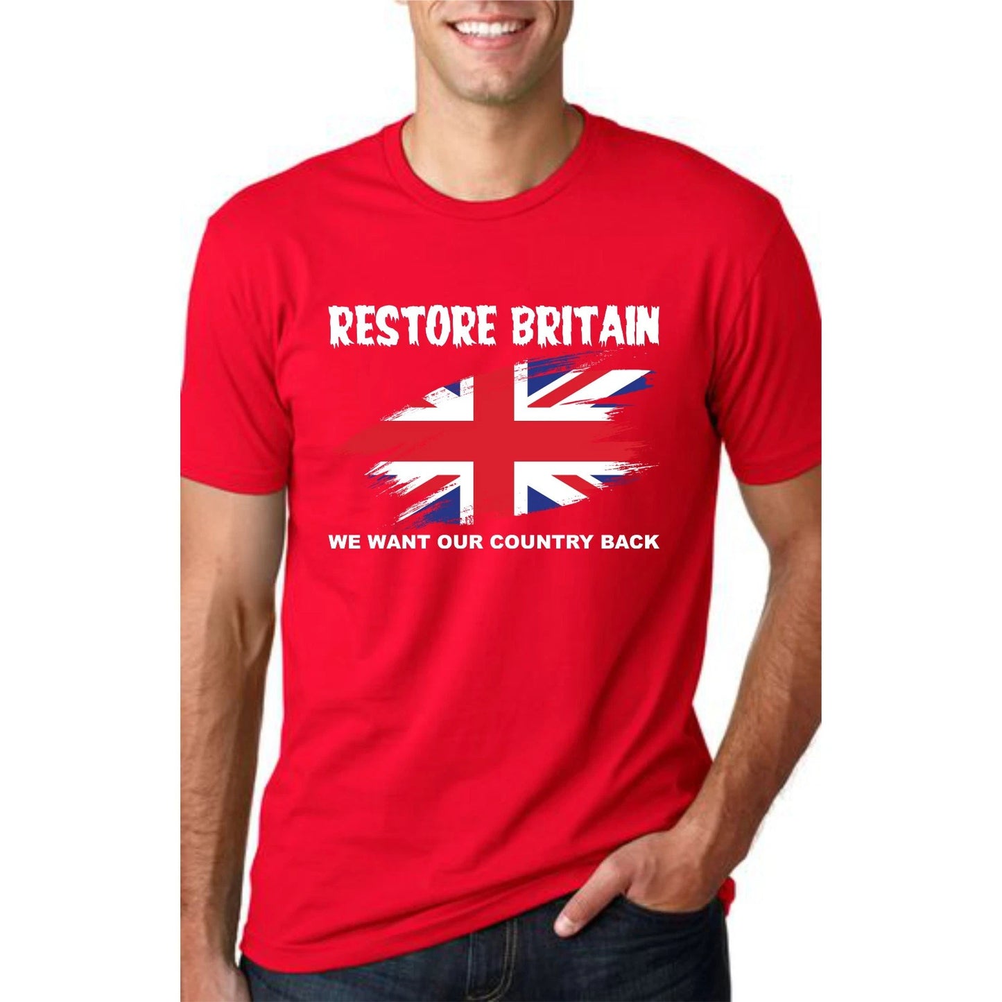 Restore Britain T-shirt We Want Our Country Back UK Flag Gift Top Unisex Tee