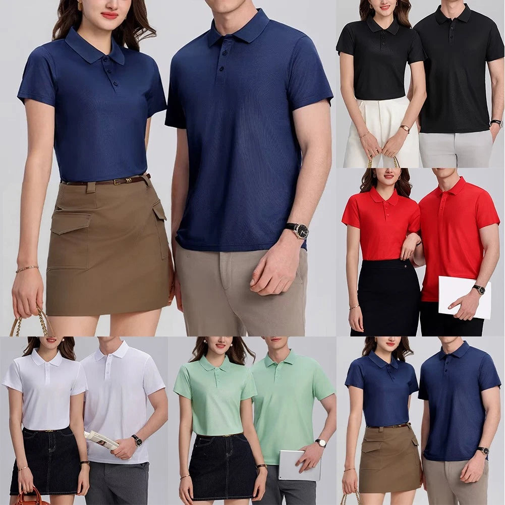 Breathable Men Lapel T Shirt Short Sleeve Pure Color Casual Daily Wear