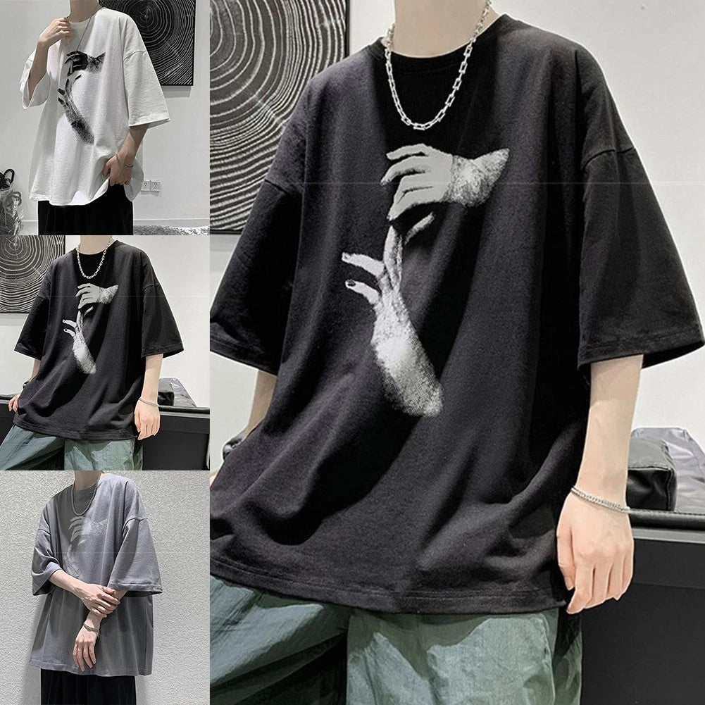 Men's Casual Summer Tops with Stylish Hand Prints for Everyday Fashion