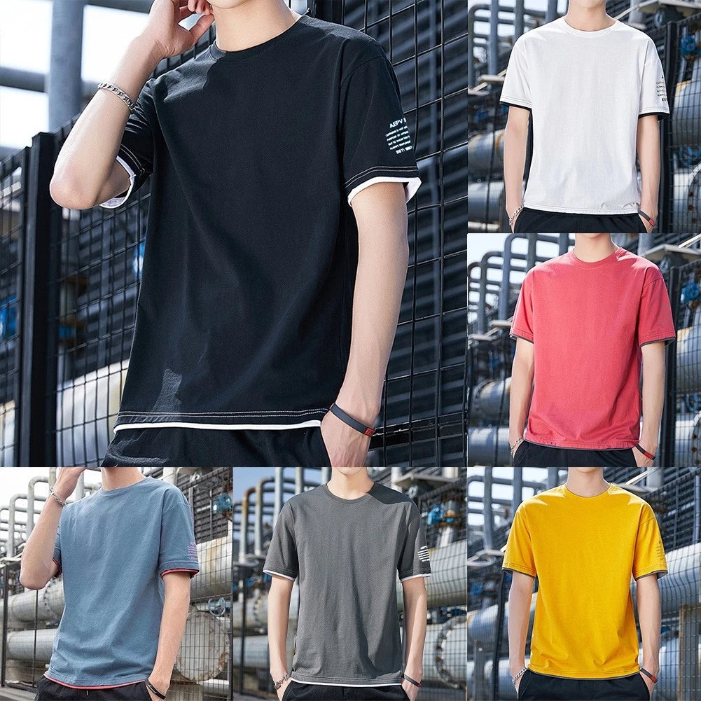 For Men For Daily Wear Men's Two-piece Tee Daily Wear Short Sleeve Loose Fit