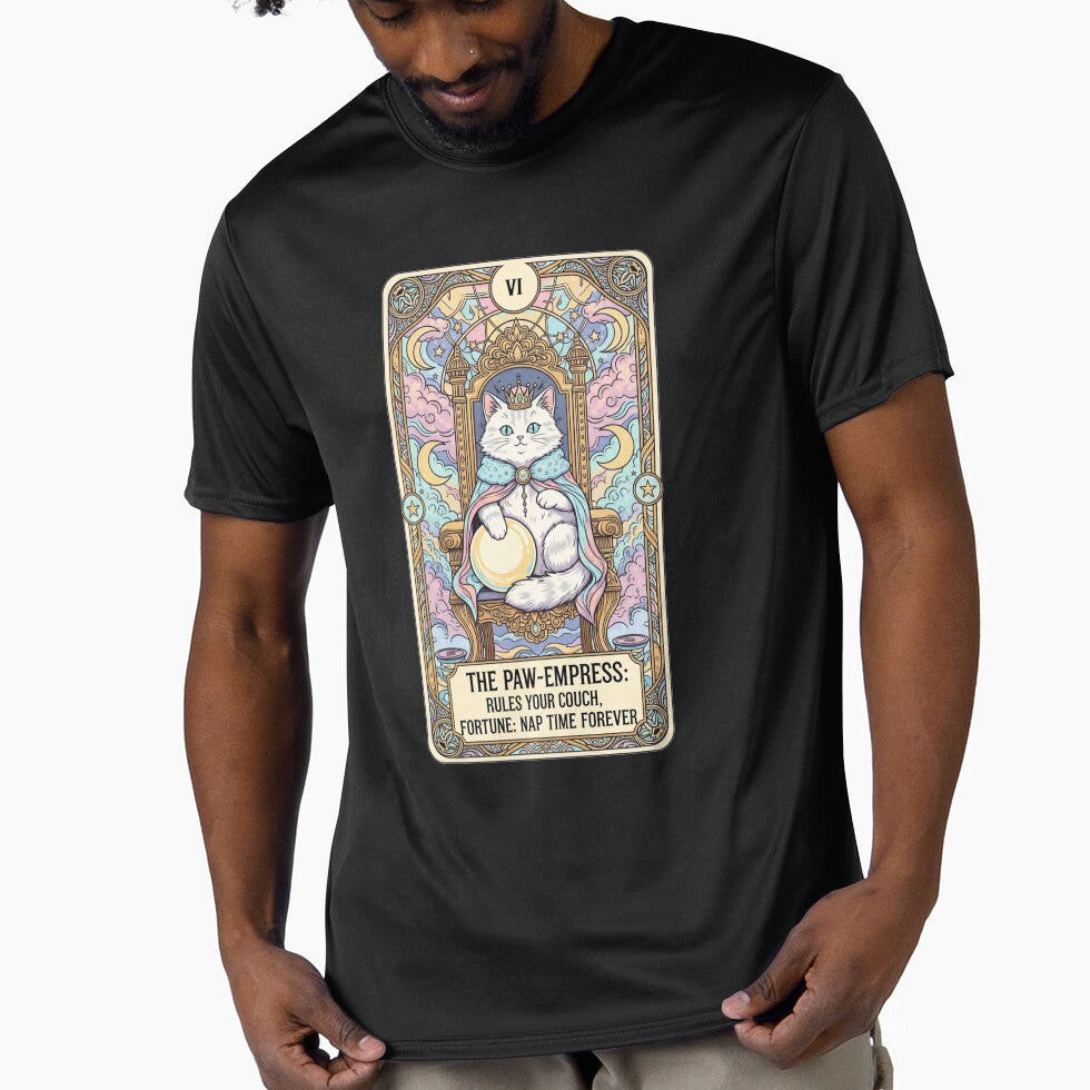 The Paw-Empress Tarot Cat T-Shirt Funny Anime Tarot Card Parody, Mystical Kawaii Cat Design by Neko-Doodle-co