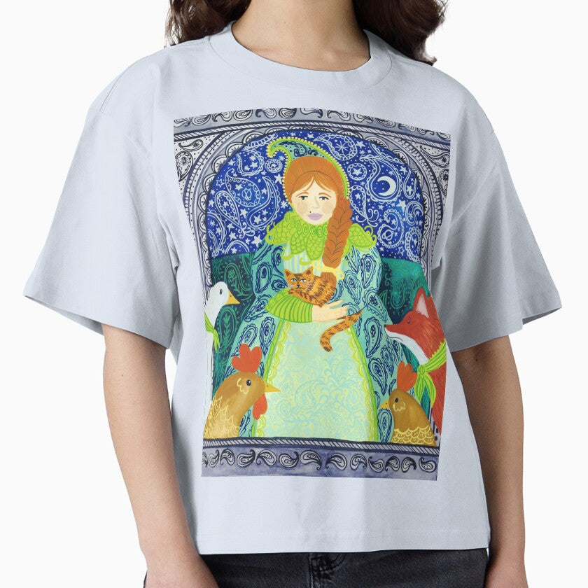 Enchanting Folk Woman with Animals - Vibrant Art Print Illustration Watercolor Art by Jemma Jamie Skidmore by Jemma Jamie Skidmore