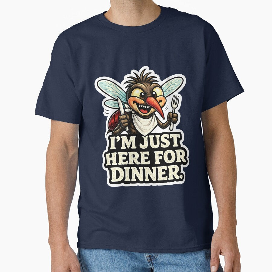 I'm Just Here for Dinner Funny Mosquito Animal Meme Design by lazygum