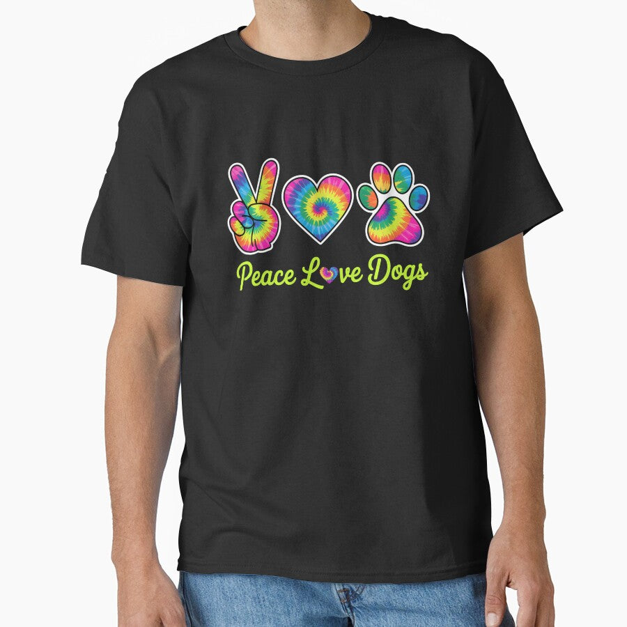 Peace Love Dogs Tie Dye Paw Print Design by SoyLamderma