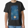 blue whimsigoth with yellow sun and moon with clouds by BrontesWhimsyStore