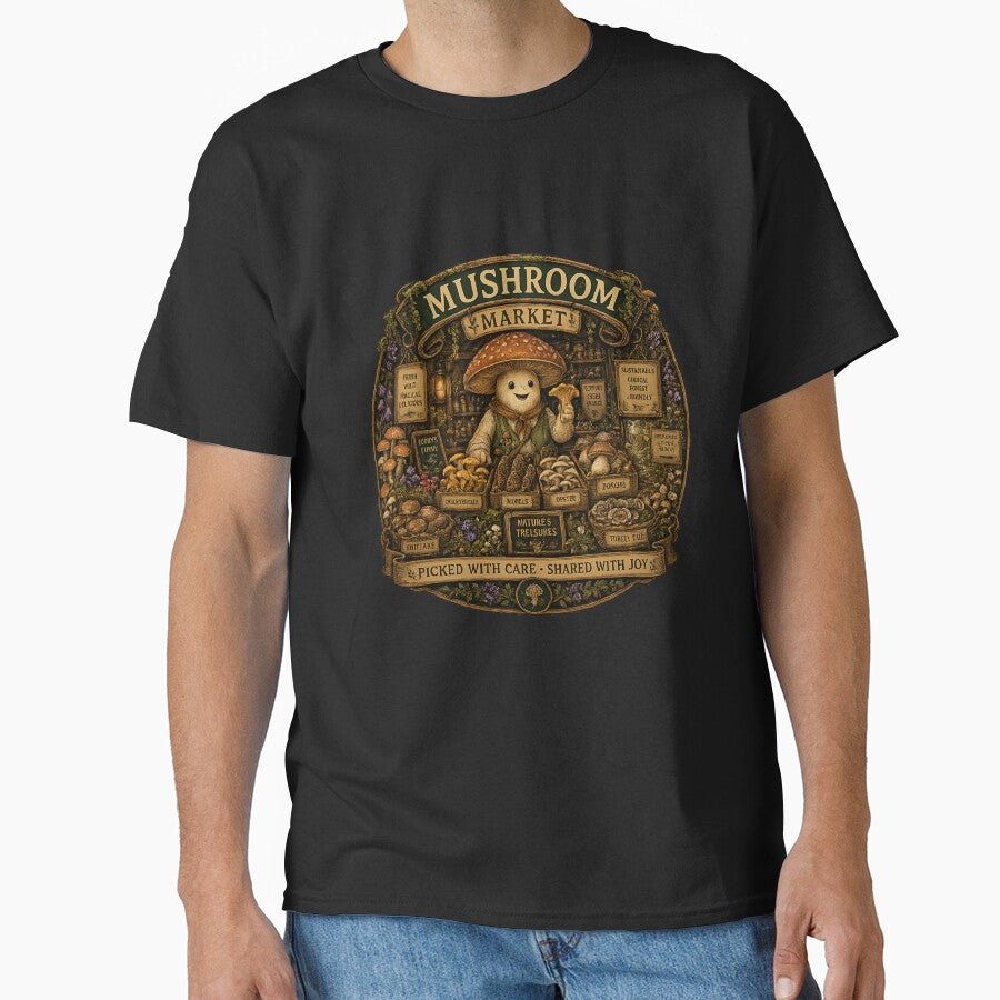 Mushroom Market Cottagecore Shirt | Vintage Mushroom Shop | Cozy Forest Forager | Botanical Nature Lover | Mycology Gift by MrDev
