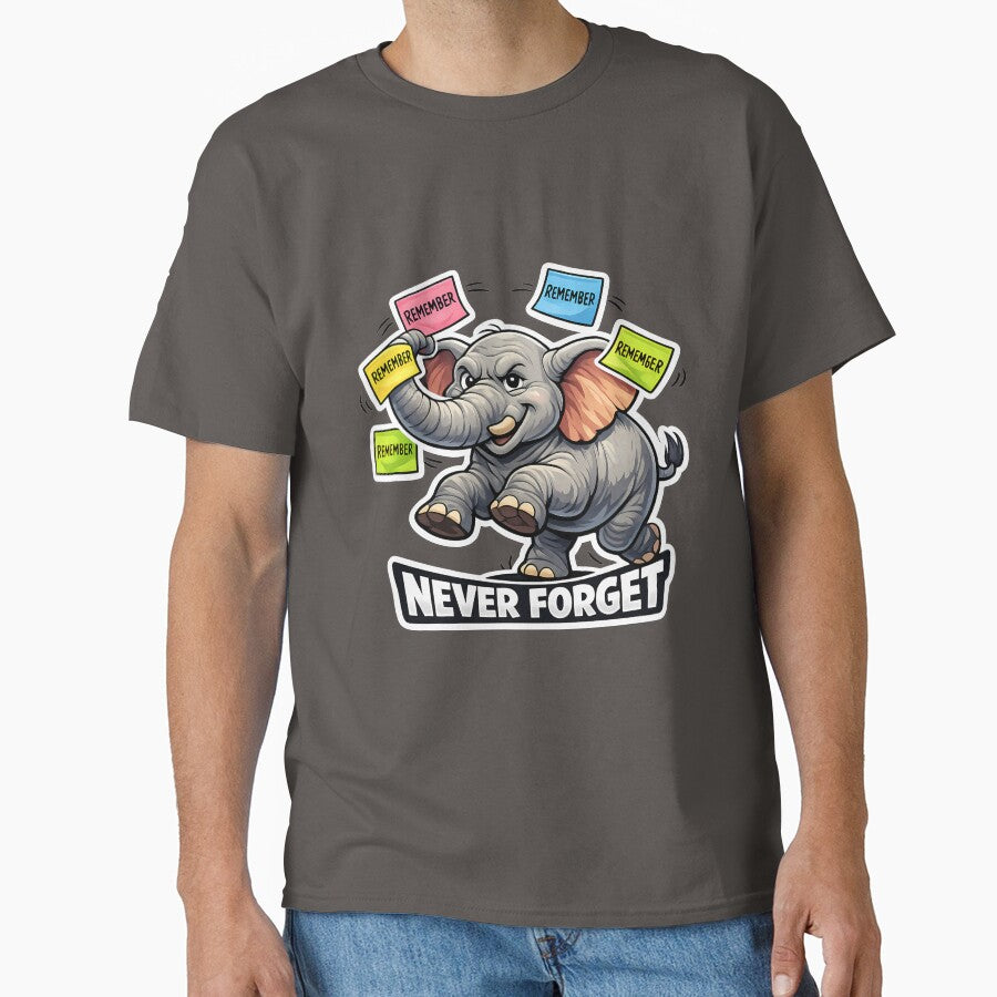 Never Forget Funny Elephant Cute Animal Meme Design by lazygum