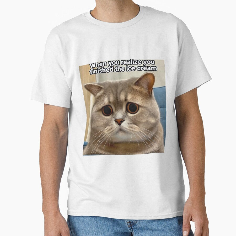 When You Realize You Finished the Ice Cream - Funny Pathetic Cat Meme by CatmemesArt