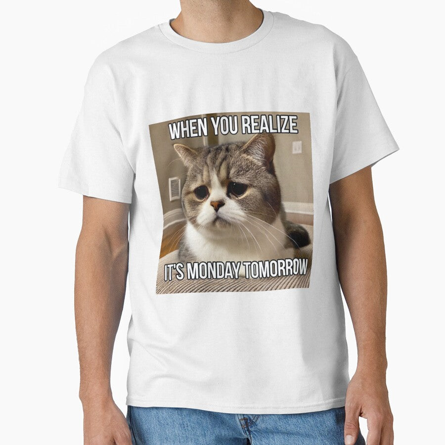 When You Realize It's Monday Tomorrow - Funny Pathetic Cat Meme by CatmemesArt