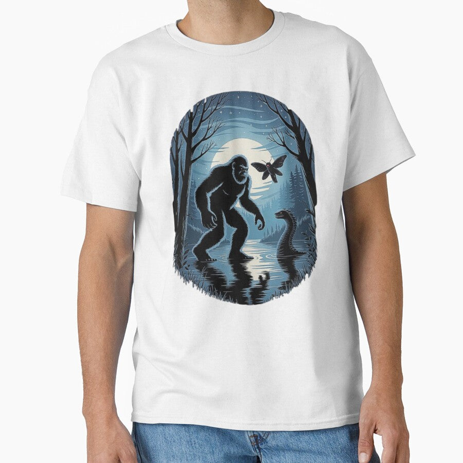 Bigfoot and Mothman Night Encounter – Cryptid Forest Legends Art by love3617