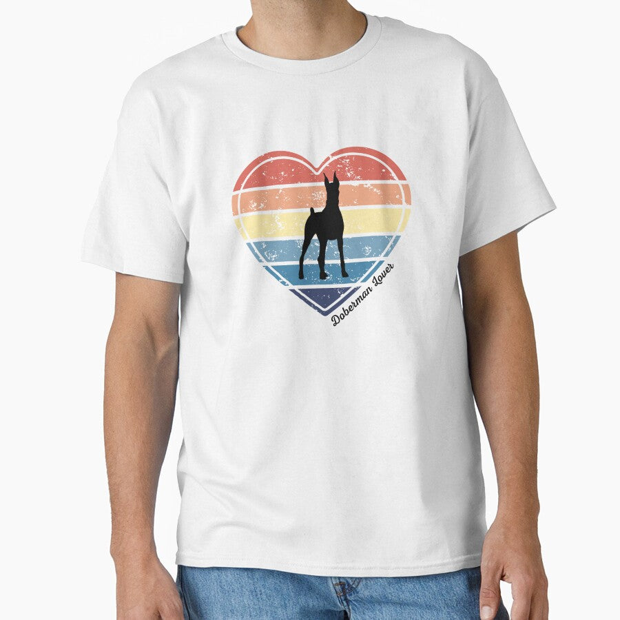 Doberman Lover Retro Sunset Heart by Print-A-Joke