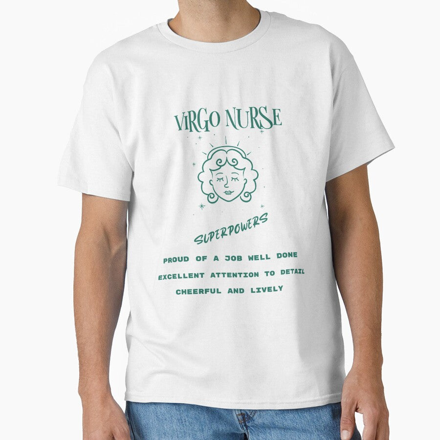 Virgo Nurse Superpowers Zodiac Green Line Drawing by PrintHatcher