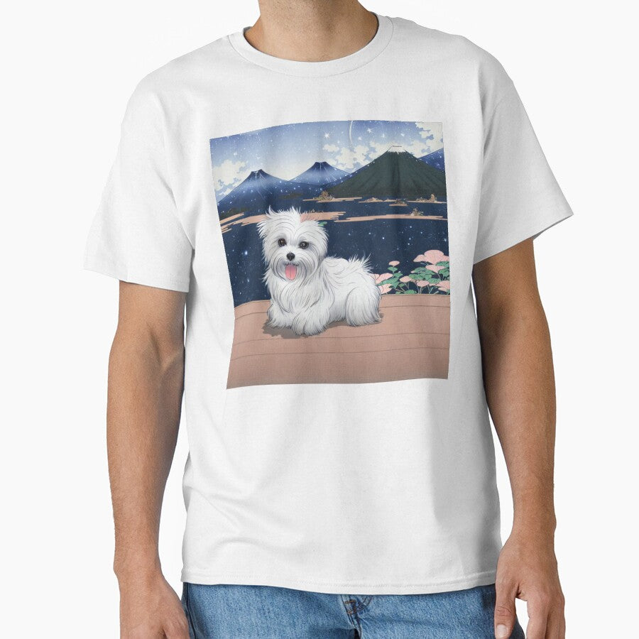 Cute Shih Tzu Maltese Dog Puppy at Japanese Mounts of Fuji by FociCreate