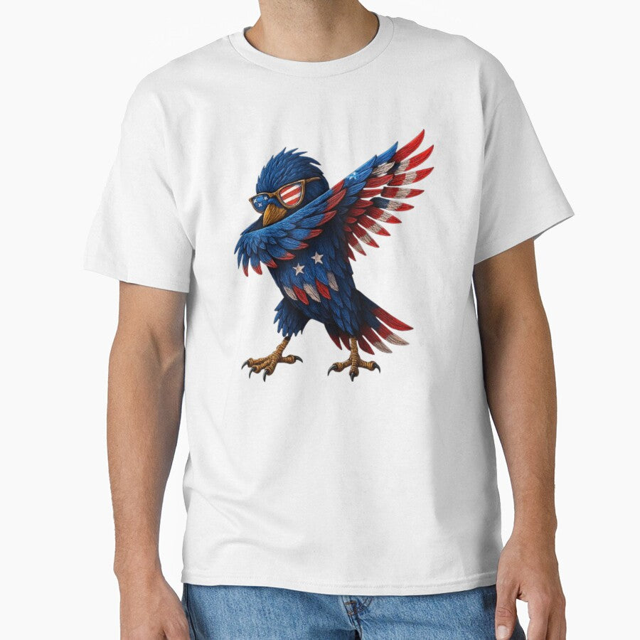 Dabbing American Flag Crow | Patriotic Raven Art | 4th of July Dab Bird Illustration by love3617