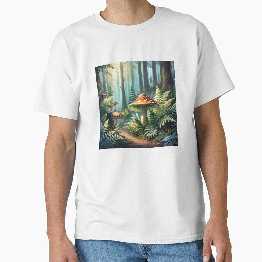 Cottagecore mushrooms in a forest surrounded by fern by Moonde04