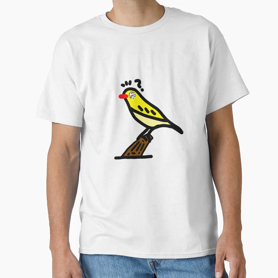 bird art yellow funny red rip bird animal by crazyhome