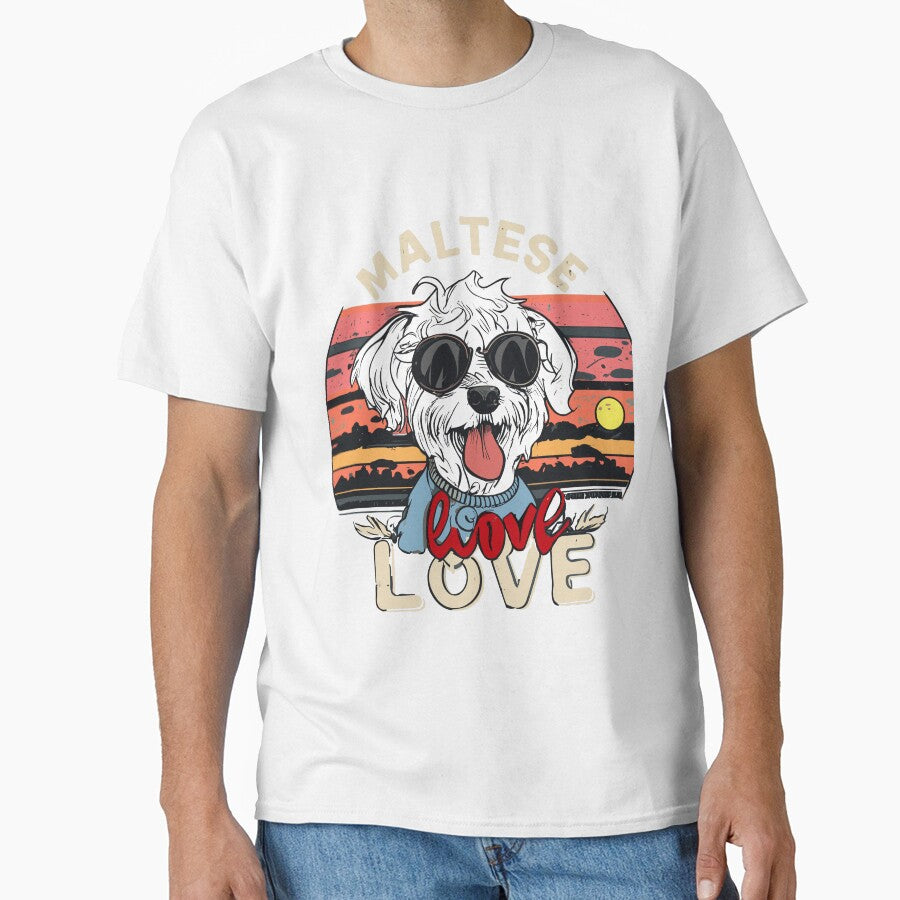 Maltese Love | Stylish Maltese Sunset Vibes | Cool Dog in Sunglasses Love Design by mindexploration