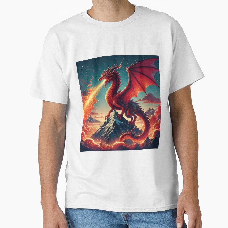 Red dragon breathing fire by Expressions-Sel