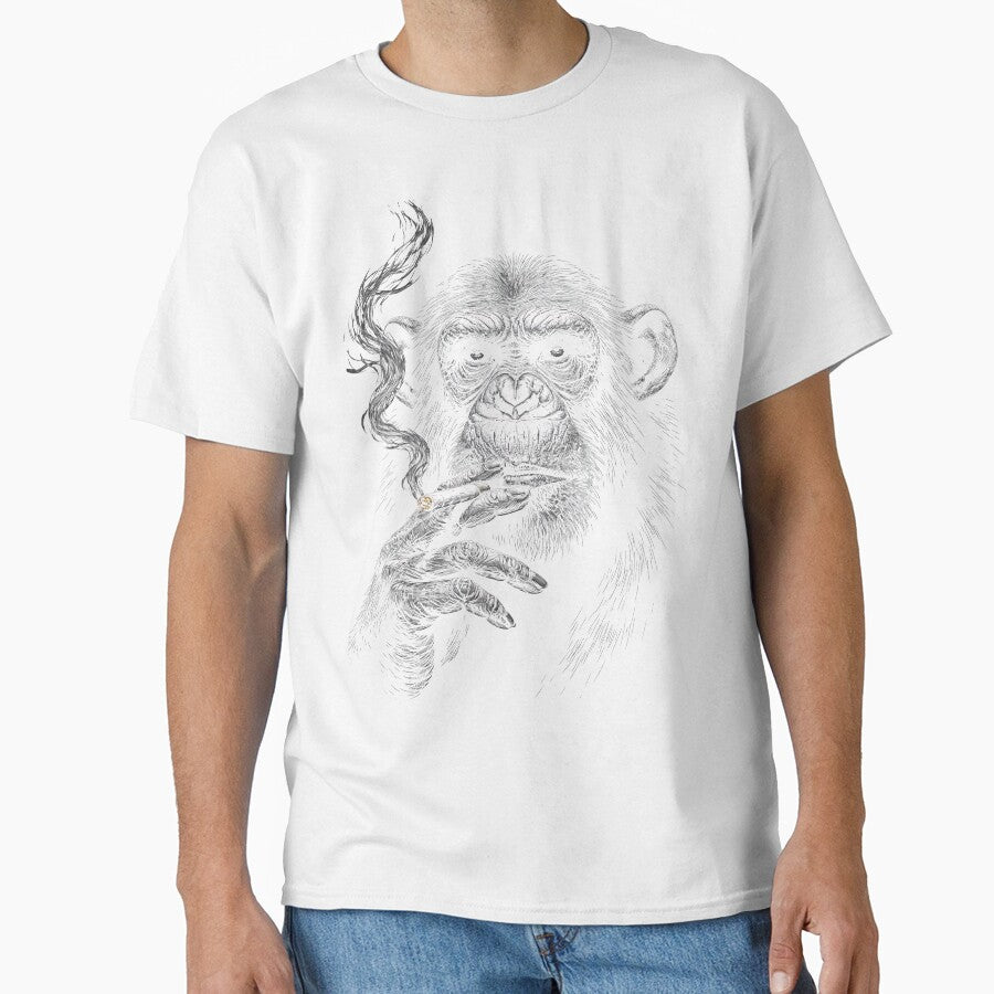 Chimpanzee Smoking Cigar Minimalist Design Chimp Monochromatic by BeaverFriends